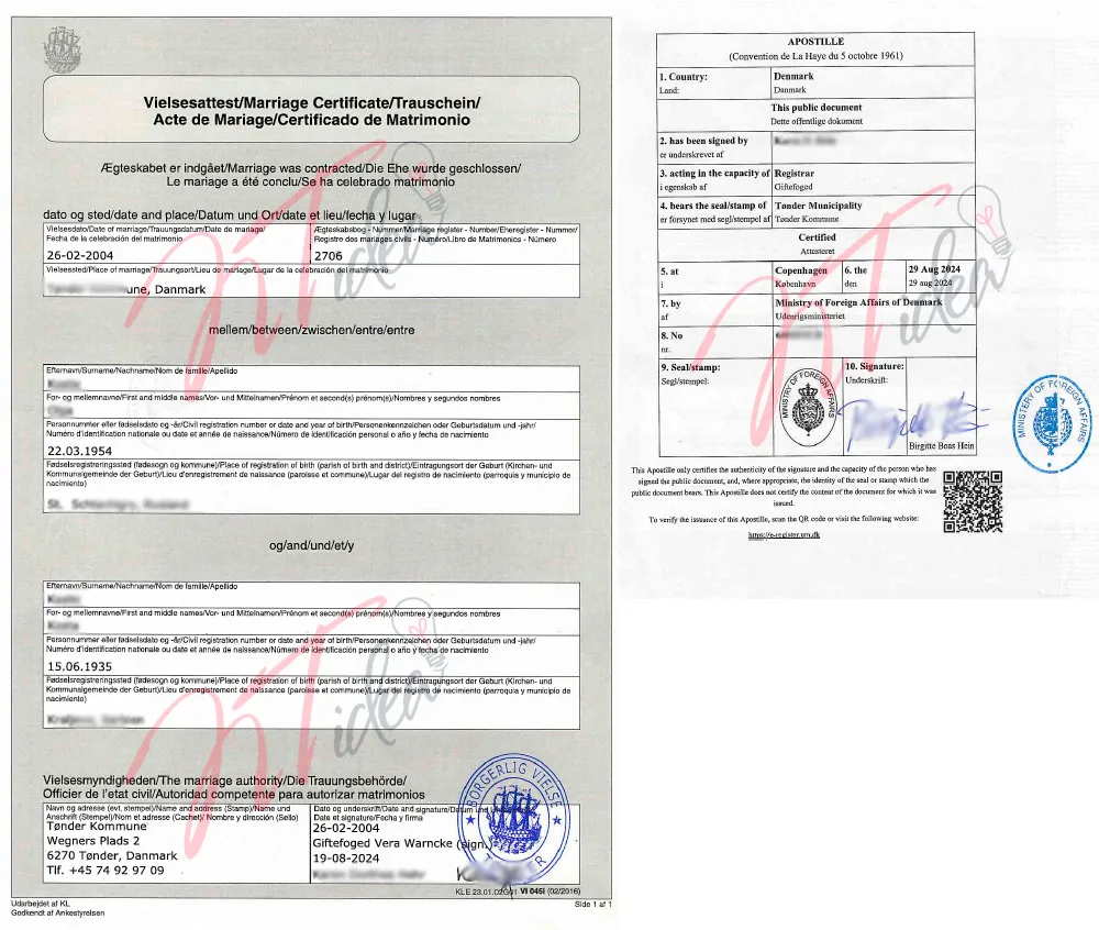 Апостиль свідоцтва в Данії